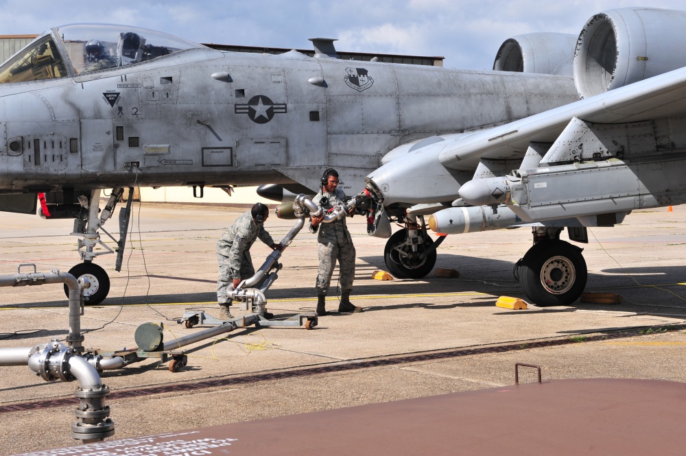 aircraft being refueled on flight line 